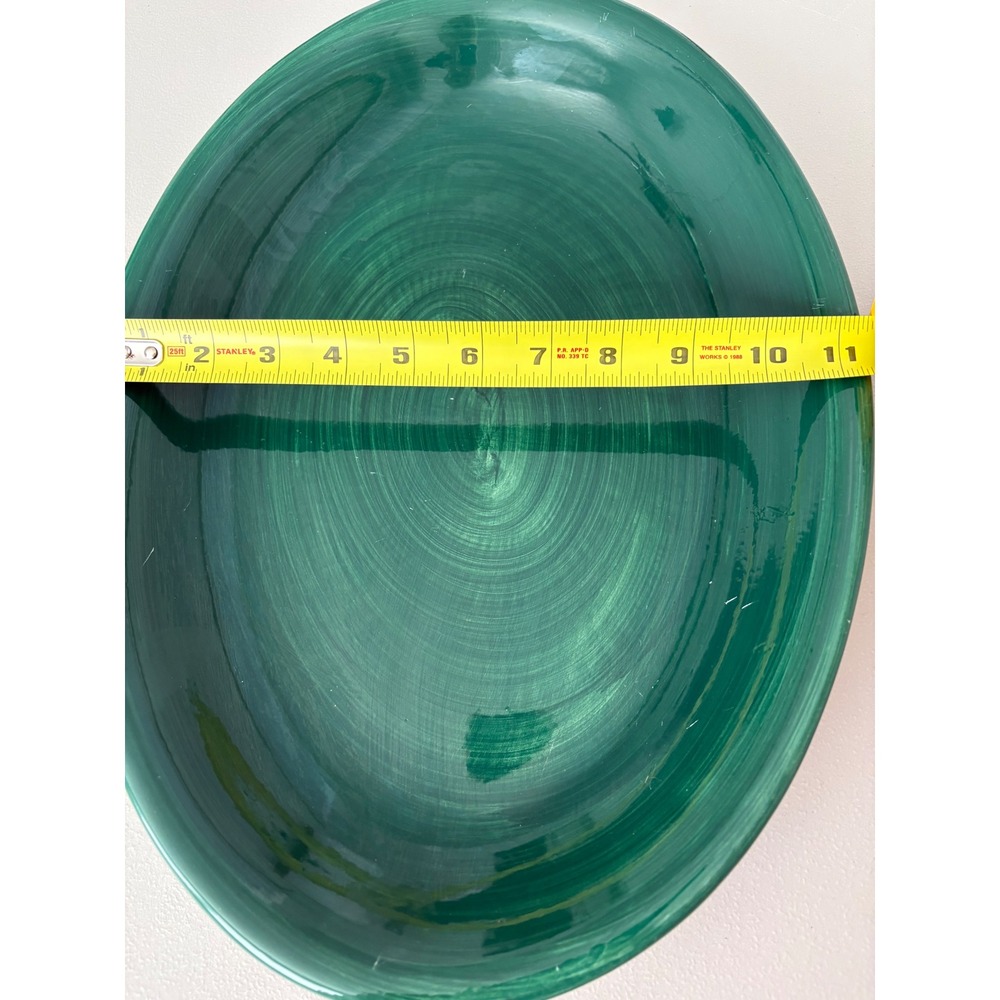 Furio Made in Italy Large Green Glazed Pottery Serving Platter Plate Oval‎ - Picture 5 of 8